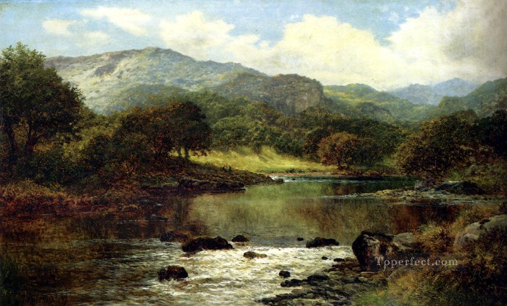 緑豊かな川の風景 ベンジャミン・ウィリアムズ リーダー油絵